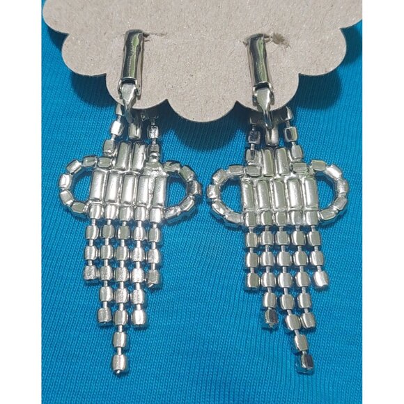 Vintage Rhinestone Chandelier Dangle Earrings 2 Inch Drop - Picture 2 of 4